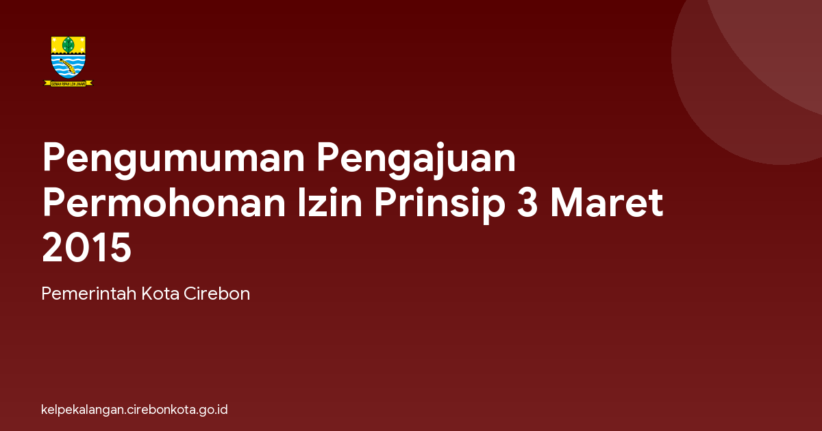 Pengumuman Pengajuan Permohonan Izin Prinsip 3 Maret 2015